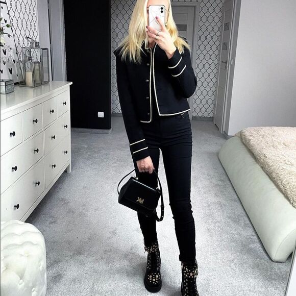 ZARA CROPPED JACKET WITH GOLD DETAILS - Picture 3 of 13